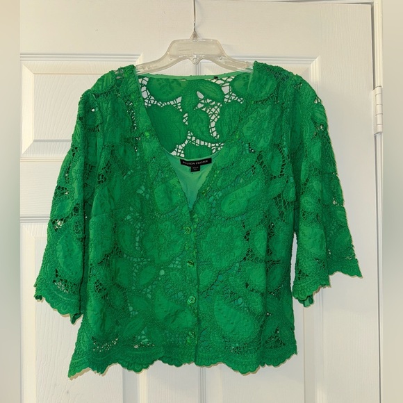 Green Lace Boston Proper Top! - Picture 1 of 3